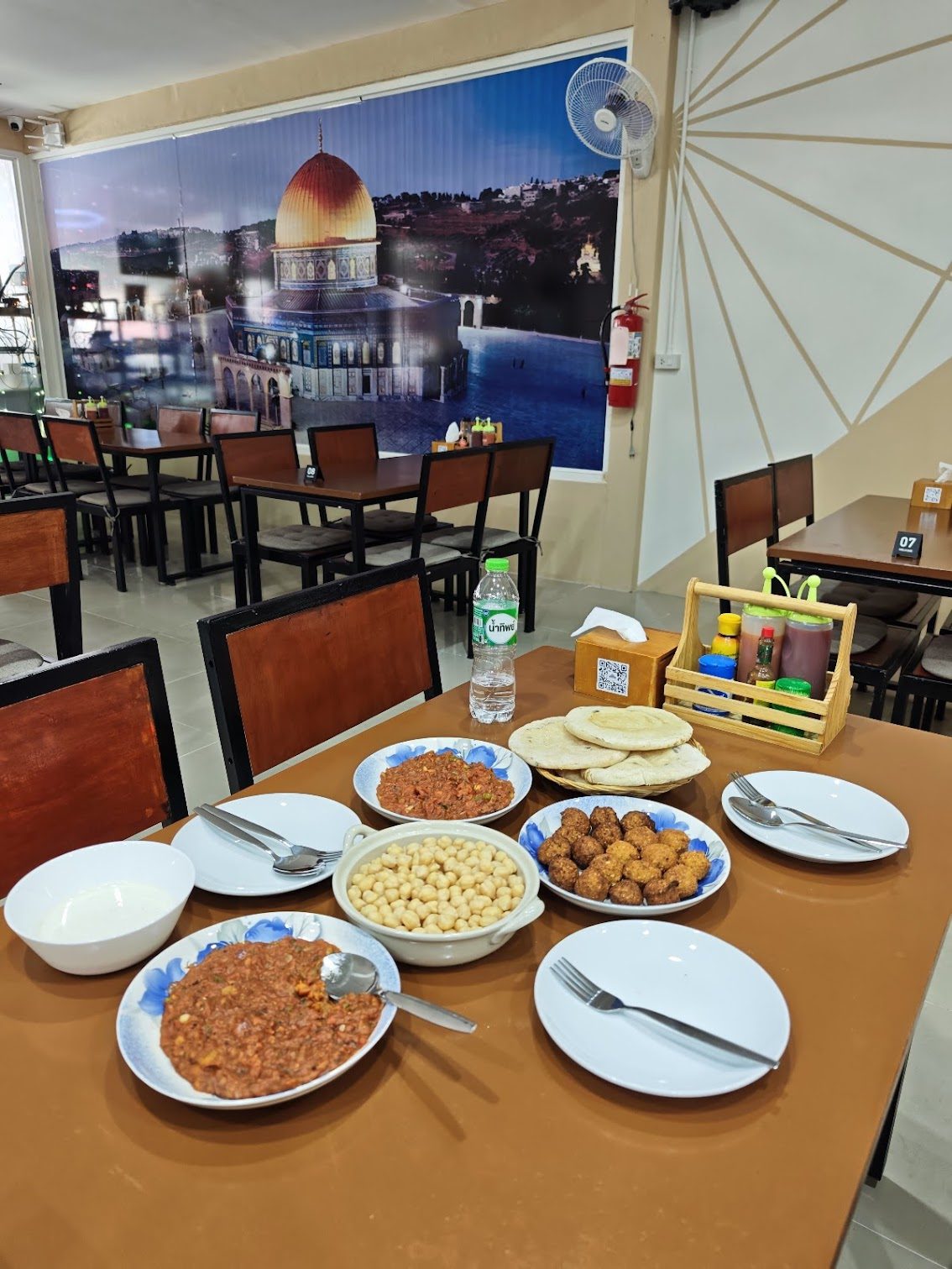 A plated breakfast at Jerusalem Restaurant Patong