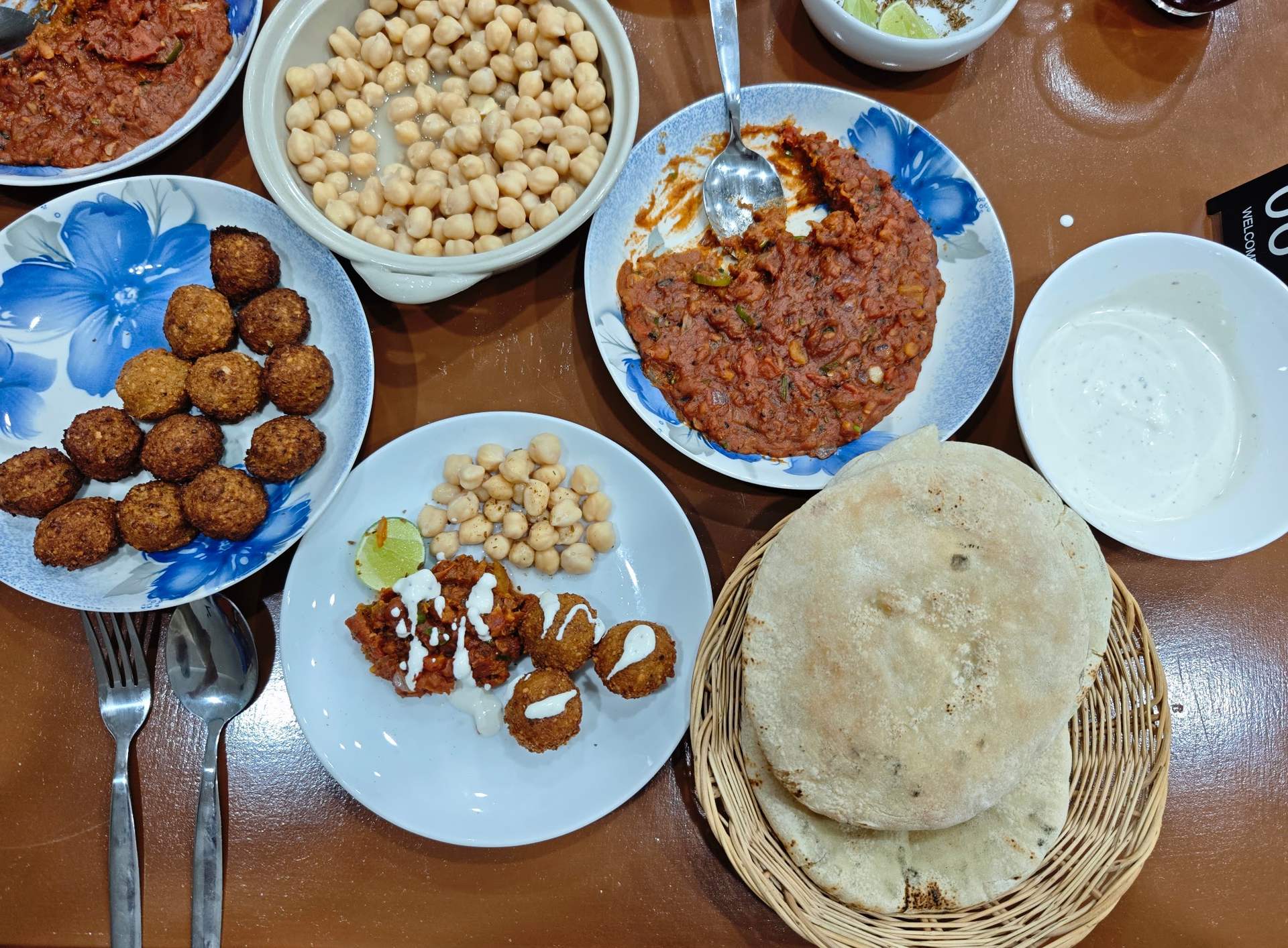 A generous Middle Eastern breakfast spread at Jerusalem Restaurant Patong